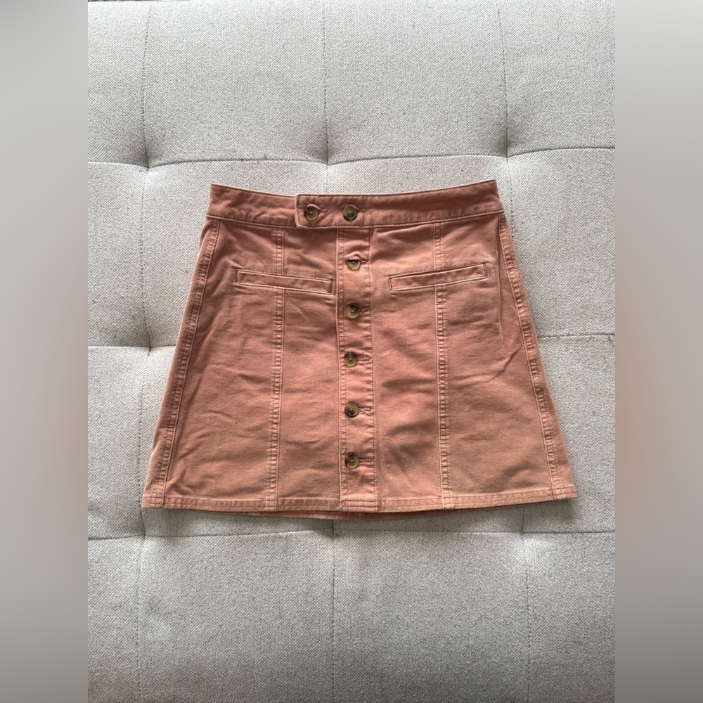 American Eagle Pink Button-Front Mini Skirt